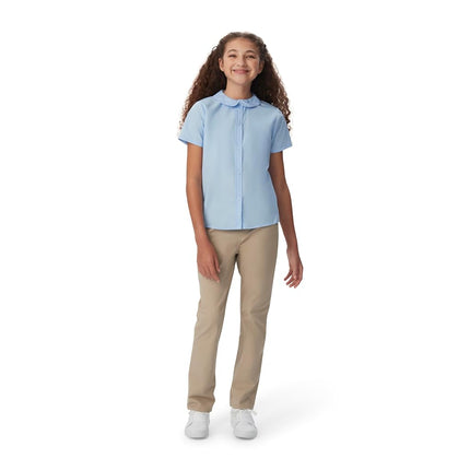 French Toast Girls' Short Sleeve Peter Pan Collar Blouse (Standard & Plus), White, 12.5P