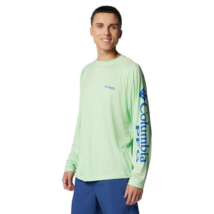 Columbia Men's PFG Terminal Tackle Long Sleeve Shirt, Key West/Vivid Blue Logo, 4X