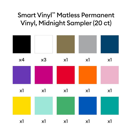 Cricut Smart Vinyl™ Permanent Adhesive Vinyl, no Cutting mat, Midnight Pack, 33 cm x 30.5 cm (13 in x 12 in), 20 pcs