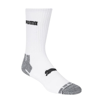 PUMA Men's 6 Pack Crew running socks, White, 10-13