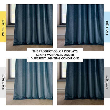 HPD Half Price Drapes Heritage Plush Velvet Curtains 120 Inch Long Room Darkening Curtains for Bedroom Living Room W50 x L20 Inch (1 Panel), Avalon Blue