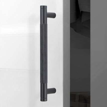 POVEFONK 10 Pack 6-5/16 inch(160mm) Matte Black Kitchen Cabinet Handles Knurled Cabinet Pulls Black Drawer Pulls Kitchen Hardware