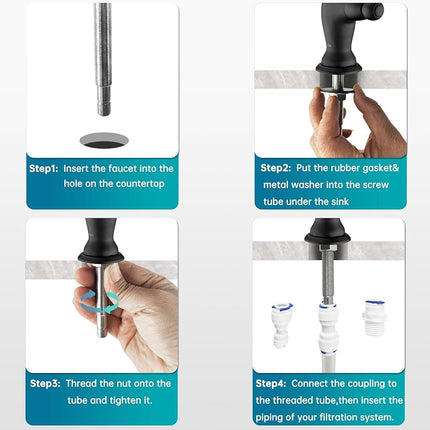 Grifo Purificador de Agua Potable de Oro Cepillado, Grifo de Agua Delle Rosa Dorado para Sistema de Filtro de Agua Debajo del Fregadero, Grifo Moderno de Osmosis Inversa de Latón, Grifo de Fregadero de Barra de Oro Cepillado