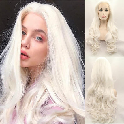 Heat resistant synthetic lace front wig light blon