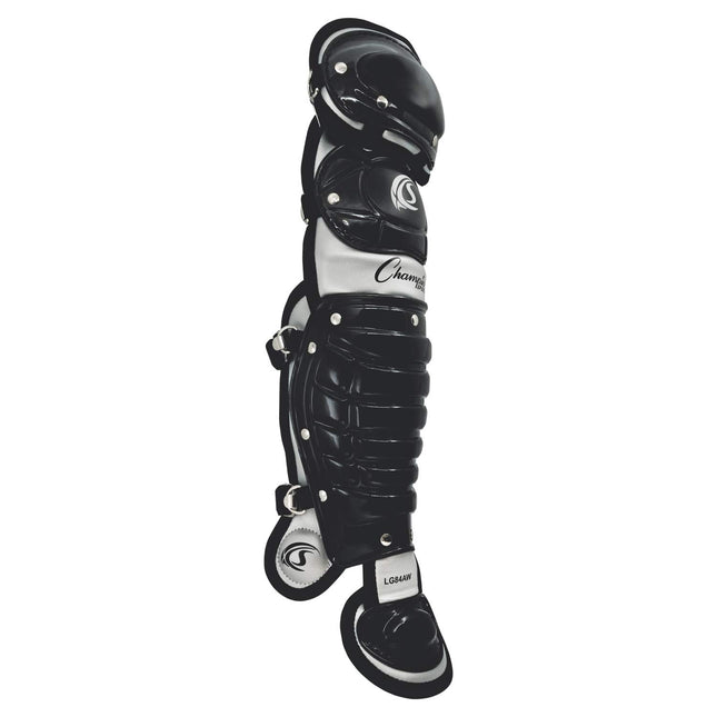 Protège-tibias Champion Sports LG84AWBK à double genouillère avec ailettes, noir, 28 cm