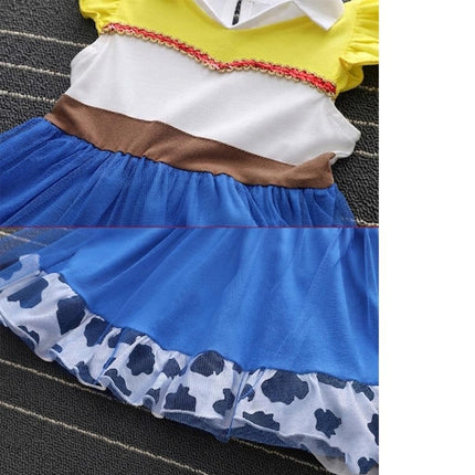 Dressy Daisy Cowgirl Tulle Dress for Toddler Girls Halloween Fancy Party Costume Summer Outfits with Headband Size 4 Blue