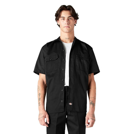 Dickies Men's Short-Sleeve Work Shirt, Black, Large
