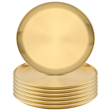 MOUYAT 6 PCS 10 Inch Large Stainless Steel Plate, 