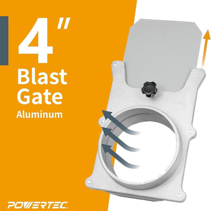 POWERTEC 4" x 20' Flexible PVC Dust Collection Hose with 10pcs Key Hose Clamps & 2pcs Blast Gates for Table Saw, Band Saw, Planer, Jointer, Woodworking and Woodshop Dust Collection System (70429)