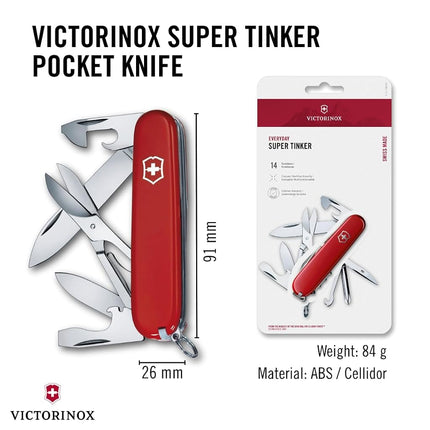 Victorinox Super Tinker Swiss Army Knife, Red, Gift Boxed