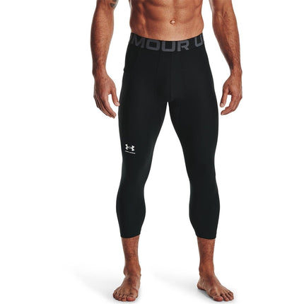 Under Armour Mallas HeatGear 3/4 para hombre, negras (001)/gris brea, S alto