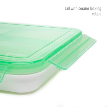 Goodful Reusable Lunch Container with 3 Compartments, BPA-Free, Leak-Proof Lid, Easy to Open and Close, Microwave Safe, Dishwasher Safe