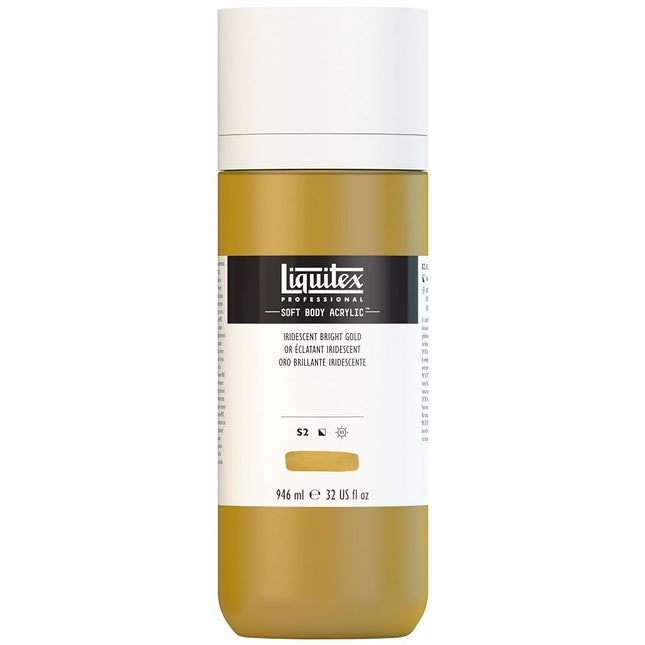 Liquitex Professional Soft Body Acrylic Paint 32-oz bottle, Iridescent Bright Gold