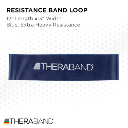 TheraBand Resistance Band Loop, Professional Latex Mini Band for Lower Pilates, Crossfit, Yoga, Stretching, Physical Therapy, Strength Training no Weights, 12 Inch, Blue, Extra Heavy, Advanced Level 1