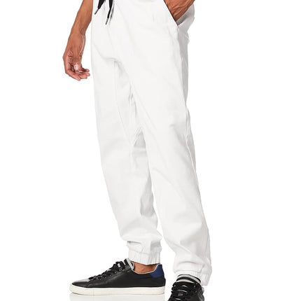 Southpole Men's Basic Stretch Twill Jogger Pants - Reg and Big & Tall Sizes, White, Medium