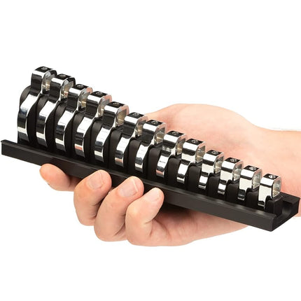 TEKTON Organisateur de clés à douille patte d'oie 13 outils, carré 3/8", Noir (5/16-1 po) | ORG26113 | Fabriqué aux États-Unis