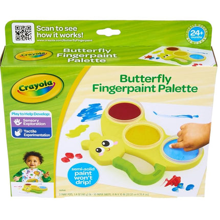 Crayola Butterfly Fingerpaint Pallette (3ct), Washable & Spillproof Fingerpaint for Toddlers, Less Mess Paint, Toddler Gift, Ages 2+