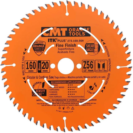 CMT 273.160.56H ITK Plus FINE Finish Saw Blade HW 
