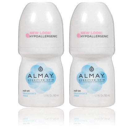 Almay Anti-Perspirant & Deodorant, Sensitive Skin, Roll-On, Fragrance Free 1.7 oz (Pack of 12)