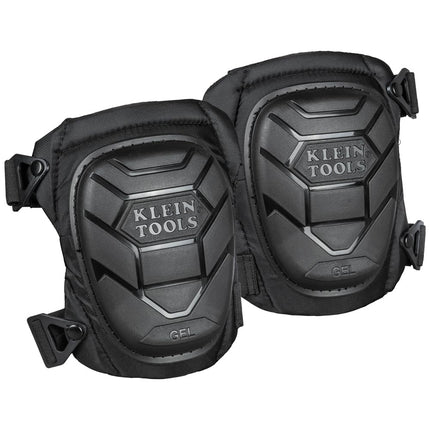 Klein Tools 60895 Knee Pads for Men and Women, Heavy Duty Semi-Round Stabilizer Gel Knee Pads with Adjustable Elastic Straps, for Construction, Flooring, Gardening, Black