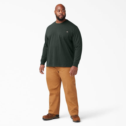 Dickies Men's Long Sleeve Heavyweight Crew Neck Longsleeve T-Shirt, Hunter Green, Large