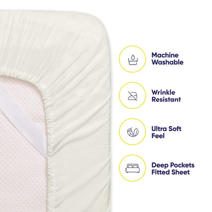 Sweet Home Collection Queen Sheets Ivory - 6 Piece 1500 Supreme Collection Fine Brushed Microfiber Deep Pocket Queen Sheet Set Bedding - 2 Extra Pillow Cases, Great Value