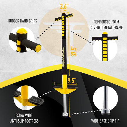 Flybar Maverick Pogo Stick for Kids Ages 5+, 40 to 80 Pounds, Perfect for Beginners, Easy Grip Handles, Anti-Slip Pegs, Outdoor Toys for Boys and Girls