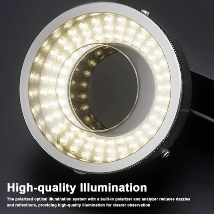 Mulcort Polarized Led Ring Light for Microscope,96 LED USB Microscope Ring Light Lamp Anti-Glare Illuminators Light Source for Industrial Digital Camera Phone Solder Repair Tools