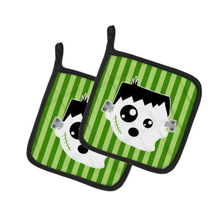 Caroline's Treasures BB6958PTHD Halloween Ghost Frankenstein Pair of Pot Holders, 7.5HX7.5W, multicolor