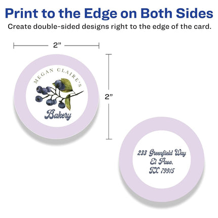 Avery Printable Round Cards with Sure Feed Technology, 2" Diameter, Matte White Cardstock, Print-to-the-Edge, Laser/Inkjet Cards, 600 Total