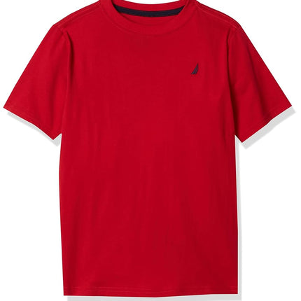 Camiseta de cuello redondo de manga corta sólida para niños Nautica, carmín, 5