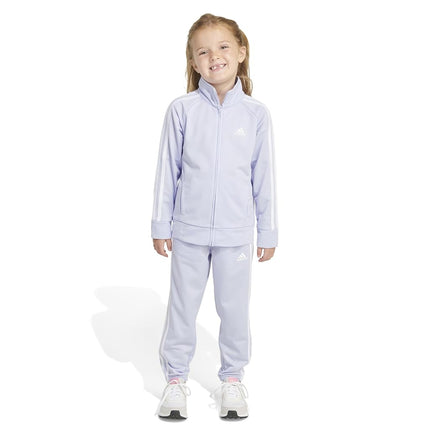 adidas Zip Front Classic Jacket and Joggers Set Girls Classic Tricot Zip Front Jacket and Joggers Set, Purple Tone Purple, 4