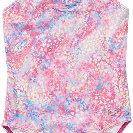 Speedo Girls Thin Strap One Piece Swimsuit (Pink, 