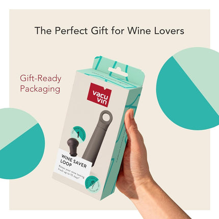 Vacu Vin Wine Saver Loop with 1 Vacuum Stopper – Premium Wine Preserver Pump for Bottles – Reseals & Preserves Red and White Wine – Air Removal System – Graphite Color
