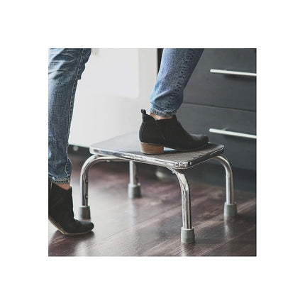 Duro-Med Step Stool with Handle, Silver and Black Medical Step Stool, Step Height 8.75 Inches