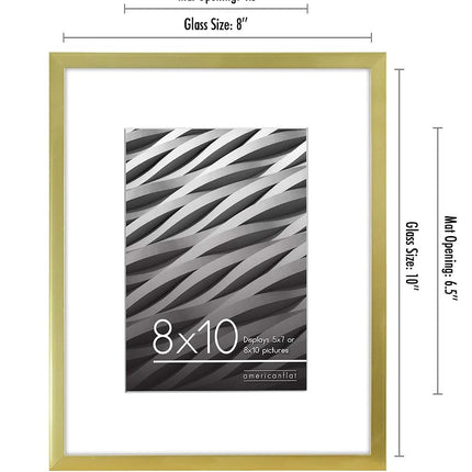Americanflat 8x10 Photo Frame in Gold - Use as Thin Border 7x5 Photo Frame with Mount or 8x10 Frame without Mount - Picture Frame with Shatter-Resistant Glass and Easel for Wall and Tabletop Display