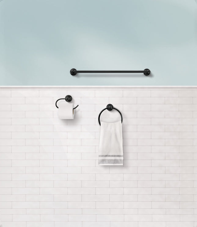 Moen DN8433BL Preston Paper Holder Bar Towel Ring, Matte Black