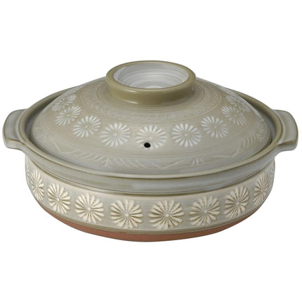 Japanese Donabe for 4-5 People Mishima Flower Pot 
