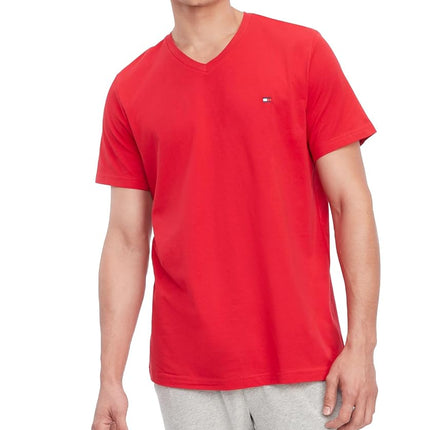Tommy Hilfiger Men's Flag V Neck Tee, Mahogany, S