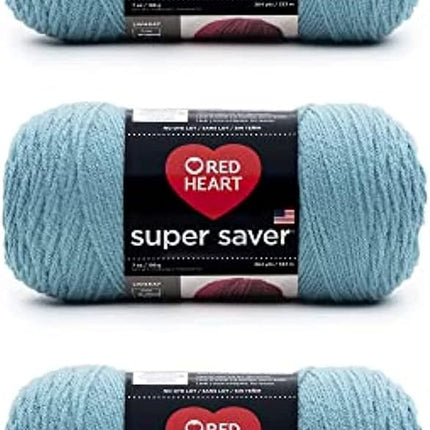 Red Heart Super Saver Pack of 3 - Country Blue - 7oz/198g - Acrylic - 4 Medium (Worsted) - 364 Yards - Knitting, Crocheting, Crafts & Amigurumi