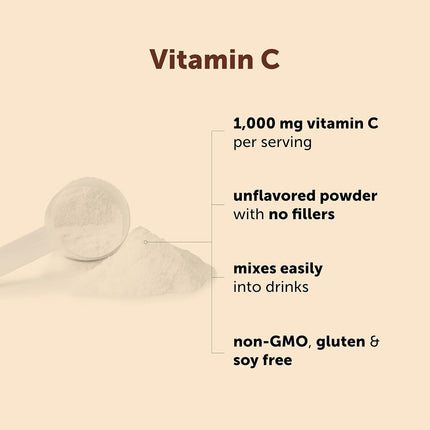 Pure Ascorbic Acid Powder (Water Soluble Vitamin C Powder), 1 KG (2.2 Pounds), Immune Vitamins for Immune System Booster and Strong Antioxidant for Making Serum or Adding to Smoothie and Drinks