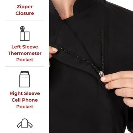 Chef Works Women's Bcwlz005blkl Womens Hartford Chef Coat, Black, L UK