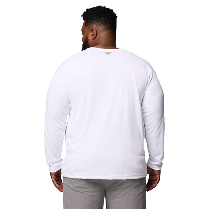 Columbia Men's Terminal Tackle Long Sleeve Shirt, White/Nightshade Logo, 1X