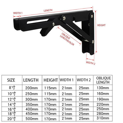 Black Folding Shelf Brackets Max. Load 220 lb, Heavy Duty DIY Wall Mounted Shelf Bracket Space Saving for Table Work Bench (20 INCH-2PCS)