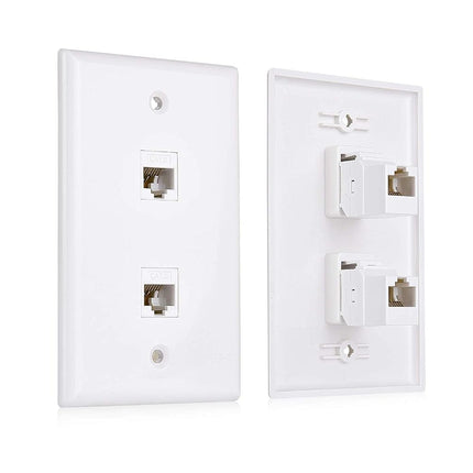 Cable Matters 2-Pack 2-Port Keystone Jack Wall Plate with Cat 6 Insert in White