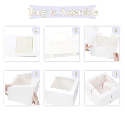 DOYIDE 20Pcs 10 Inch Cake Boxes with Window, 10x10x5 Inches White Bakery Boxes, Cake Carrier Container for Pastries, Pie, Cookies, Chocolates, Cupcakes, Birthday Party, Wedding