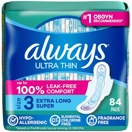 Always Ultra Thin Feminine Pads for Women, Size 3,