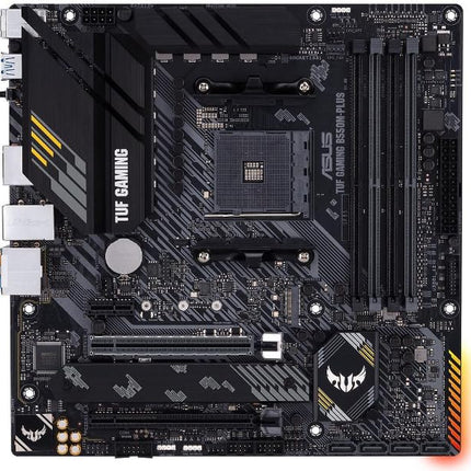 ASUS TUF Gaming B550M-PLUS, AMD B550 (Ryzen AM4) Micro ATX Motherboard (PCIe 4.0, Dual M.2, 10 DrMOS, DDR4 4400, 6, 2.5 Gb Ethernet, HDMI, DP, USB 3.2 Gen 2 Type-A and C, Aura Sync)