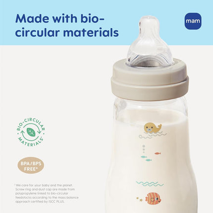 MAM Premium Glass Baby Bottles, Easy Switch Between Breast and Bottle, Feel Good Medium Flow, Newborn Essentials Must Have, 2+ Months, BPA Free, 9oz, Girl, 3 Pack