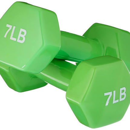 AmazonBasics Vinyl Dumbbells, 7lbs / 3.2kg